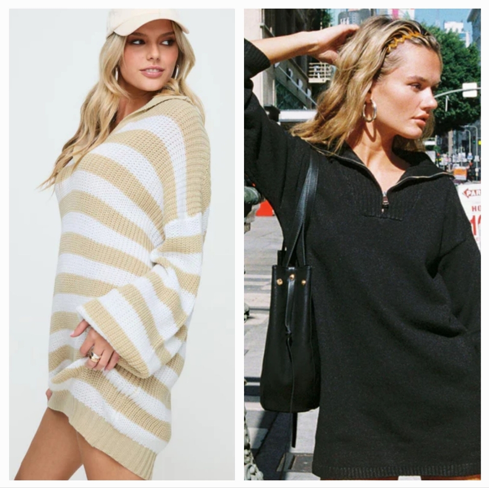 Princess Polly LOT Of Sweater Dresses!  Darmi Black Half-Zip & Williamson New!